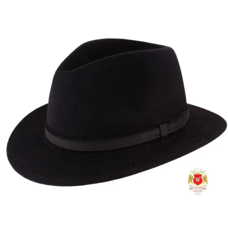 Kapelusz fedora z wąskim rondem, welurowy - Douglas. Witleather.pl