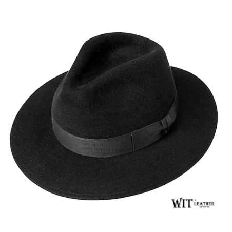 Elegancki kapelusz fedora w kolorze czarnym - włos króliczy. Witleather.pl