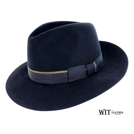 Kapelusz fedora z włosa króliczego w kolorze granatowym, pilśniowy. Witleather.pl