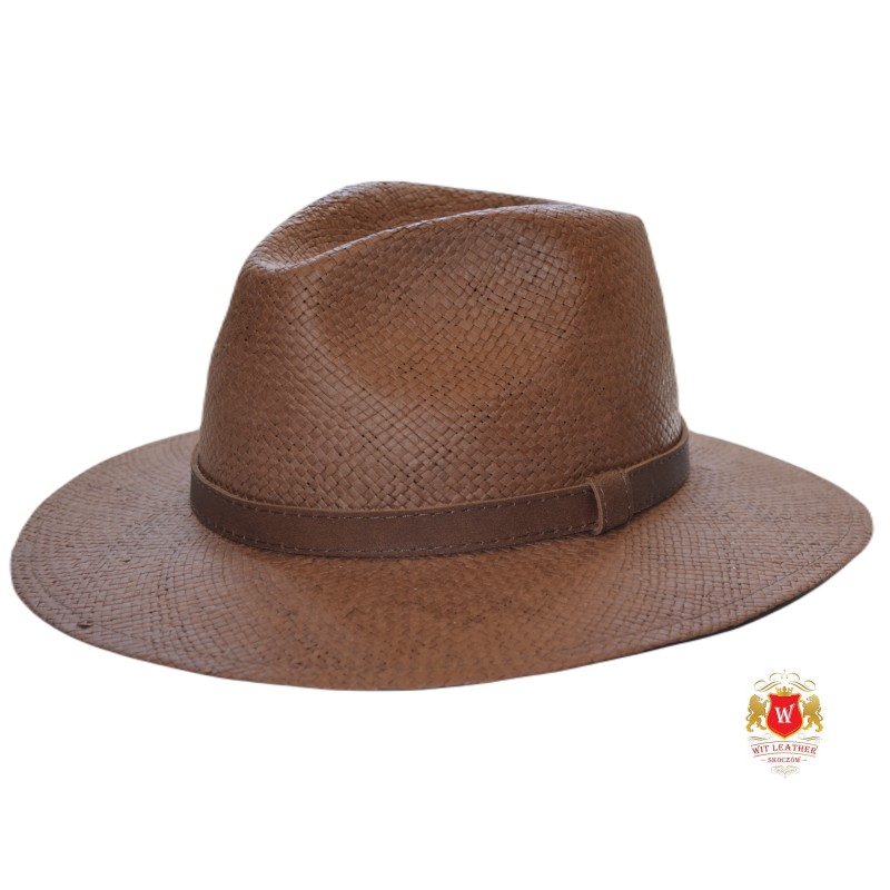 Kapelusz letni słomkowy fedora Parkland Brązowy