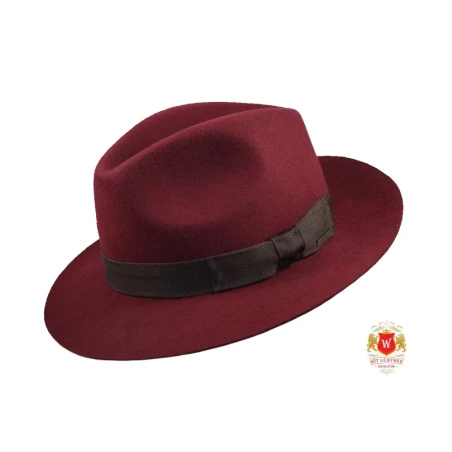 Gonzalo - kapelusz fedora klasyczny w kolorze bordowym. Witleather.pl