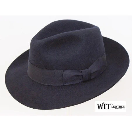 Kapelusz Fedora Granatowy :: Wykonany z włosa króliczego