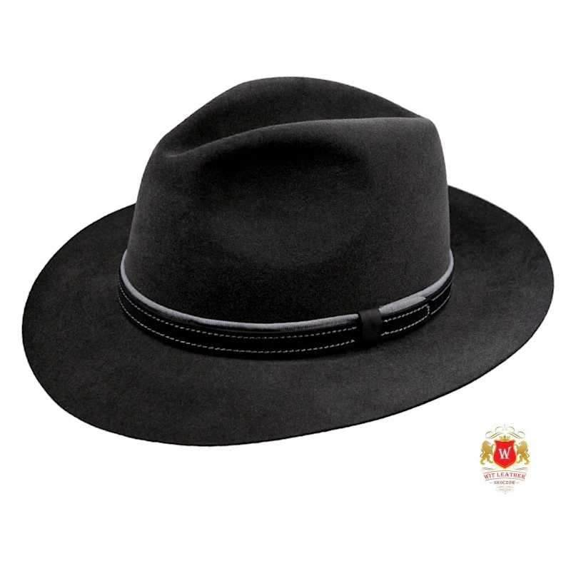 Kapelusz Fedora Welurowy Tristan czarny, popielaty, brązowy