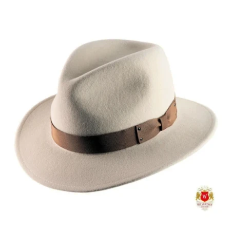 Wilson III - klasyczny kapelusz fedora jasny beż. Witleather.pl