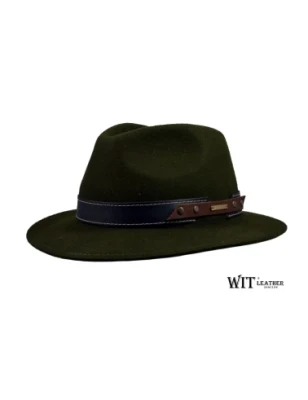 Elegancki, wełniany kapelusz myśliwski w kolorze zgniłej zieleni L066/18. Witleather.pl