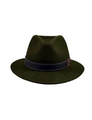 Elegancki, wełniany kapelusz myśliwski w kolorze zgniłej zieleni L066/18. Witleather.pl