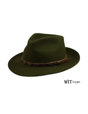 Elegancki, kapelusz myśliwski w kolorze zgniłej zieleni. Witleather.pl