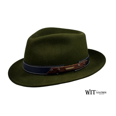 Elegancki, wełniany kapelusz myśliwski model L078/19 w kolorze zgniłej zieleni. Witleather.pl