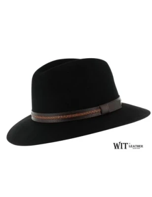 Fedora, model 01/12 - kapelusz ze skórzany paskiem z plecieniem. Witleather.pl