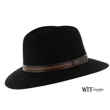 Fedora, model 01/12 - kapelusz ze skórzany paskiem z plecieniem. Witleather.pl