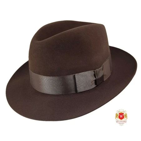 Bari - kapelusz wełniany męski fedora brązowy. Witleather.pl