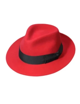 Kapelusz Męski Fedora Czerwony Royal