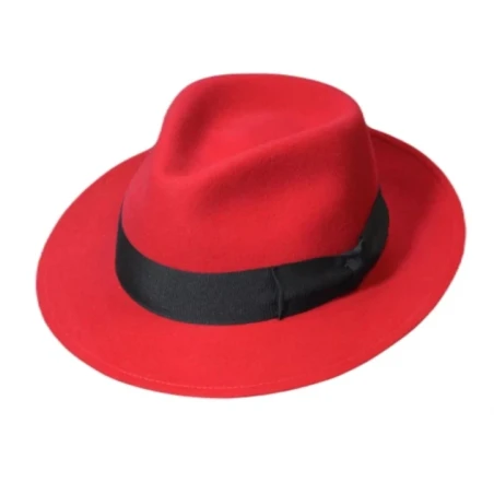 Kapelusz Męski Fedora Czerwony Royal