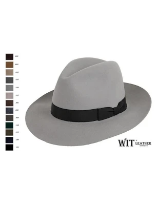 Szary kapelusz fedora, wełniany - produkowany ręcznie. Witleather.pl