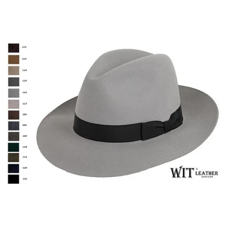 Szary kapelusz fedora, wełniany - produkowany ręcznie. Witleather.pl