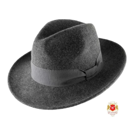 Taranto - klasyczny kapelusz fedora w kolorze popiel melanż.