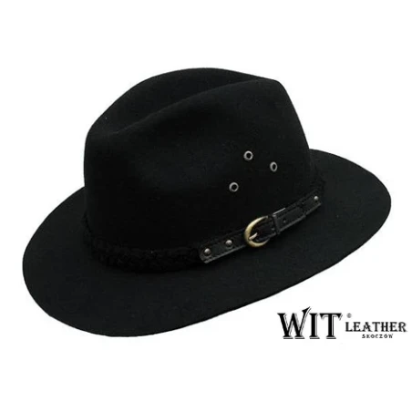 Stylowy, wełniany kapelusz męski fedora, z wełnianym plecieniem. Witleather.pl