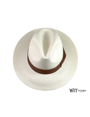 Oryginalny, kapelusz panama fedora model Giovanni w kolorze ecru z brązową taśmą. Witleather.pl