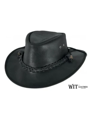 Kapelusz skórzany Austin przepasany elegancką skórzaną plecionką. Witleather.pl