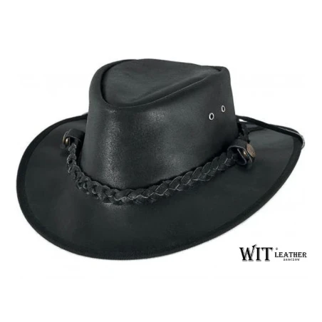 Kapelusz skórzany Austin przepasany elegancką skórzaną plecionką. Witleather.pl