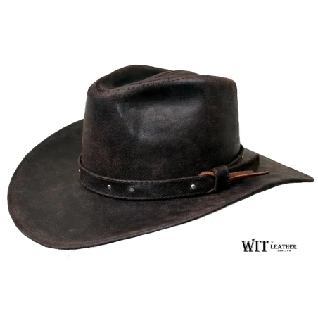 Kapelusz skórzany model 088 w kolorze brązowym. Witleather.pl