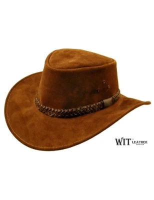 Kapelusz Skórzany Kansas - kolor brązowy, w stylu kowbojskim. Witleather.pl
