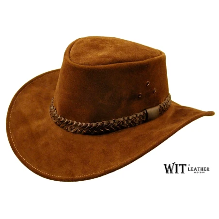 Kapelusz Skórzany Kansas - kolor brązowy, w stylu kowbojskim. Witleather.pl