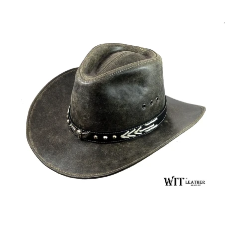 Kapelusz kowbojski skórzany w kolorze Stara Ameryka model Coyote. Witleather.pl