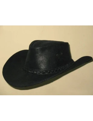 Skórzany kapelusz kowbojski wykonany ze skóry bydlęcej, czarny. Witleather.pl