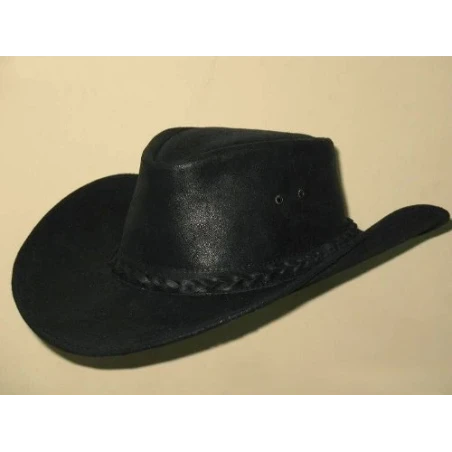 Skórzany kapelusz kowbojski wykonany ze skóry bydlęcej, czarny. Witleather.pl
