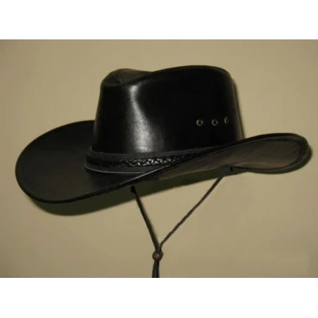 Czarny kapelusz kowbojski ze skóry bydlęcej :: Doskonały na rancho