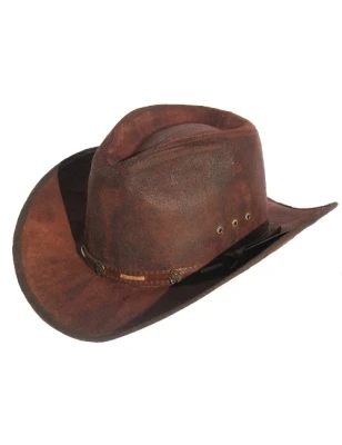 Formowany, skórzany kapelusz kowbojski w stylu western 024. Witleather.pl