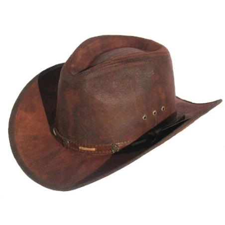 Formowany, skórzany kapelusz kowbojski w stylu western 024. Witleather.pl