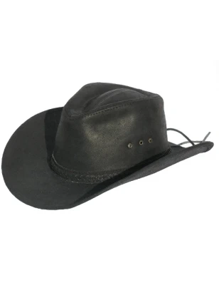 Czarny skórzany kapelusz kowbojski model 025 z naturalnej skóry. Witleather.pl