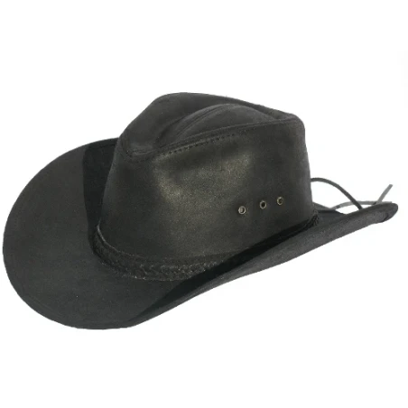 Czarny skórzany kapelusz kowbojski model 025 z naturalnej skóry. Witleather.pl