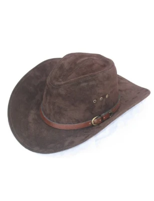 Kowbojski, kapelusz skórzany w kolorze ciemnego brązu ze skóry zamszowej. Witleather.pl