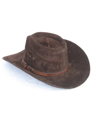 Kowbojski, kapelusz skórzany w kolorze ciemnego brązu ze skóry zamszowej. Witleather.pl