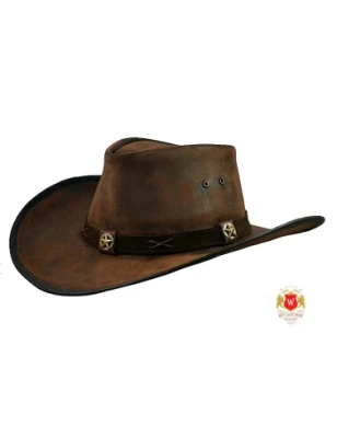 Skórzany kapelusz kowbojski Wild West II - postarzany. Witleather.pl