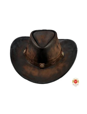 Kapelusz Skórzany Wild West III - postarzany podpalany