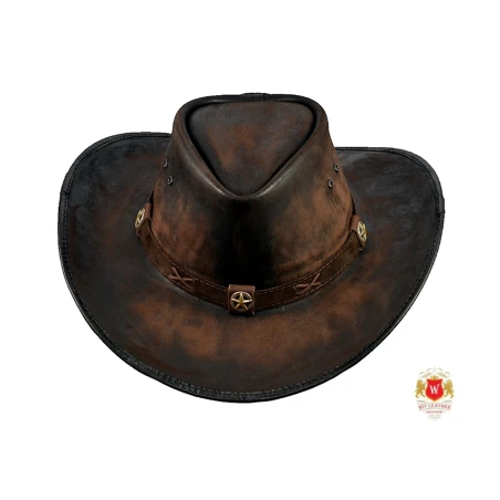 Kapelusz Skórzany Wild West III - postarzany podpalany