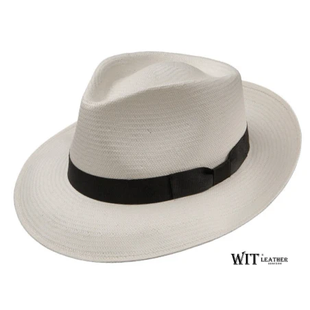 Kapelusz słomkowy fedora z szerokim rondem w kolorze Ecru. Witleather.pl