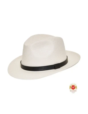 Sarasota - klasyczny słomkowy kapelusz fedora w kolorze ecru.