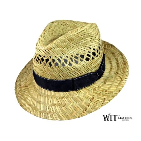 Kapelusz słomkowy fedora, przewiewny, lekki. Witleather.pl