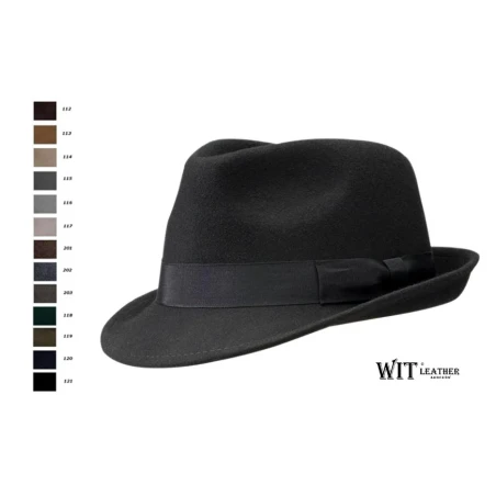 Klasyczny, elegancki kapelusz posiadający wąskie rondo model Trilby 11. Witleather.pl