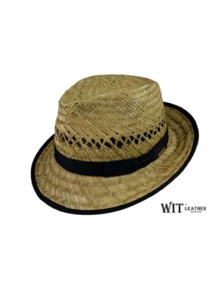 Kapelusz słomkowy trilby z czarną taśmą. Witleather.pl