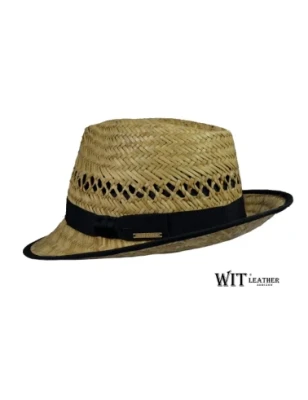 Kapelusz słomkowy trilby z czarną taśmą. Witleather.pl