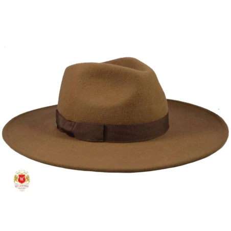 Camel - kapelusz damskie fedora z szerokim rondem. Witleather