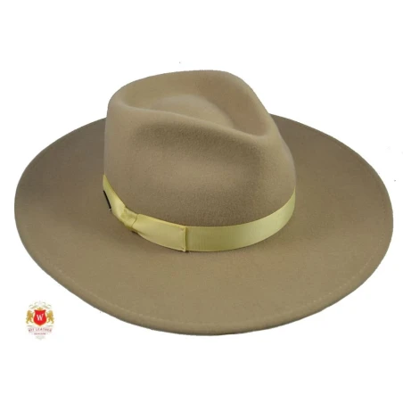 Casablanca II - damska fedora z szerokim rondem Jasny Camel.