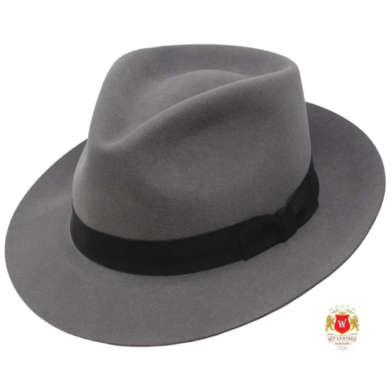 Kapelusz fedora Adrien - jasny popiel welur