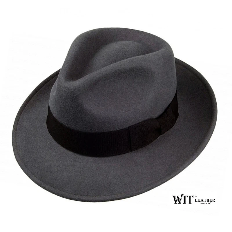 Kapelusz fedora Hugo- średni popiel welur
